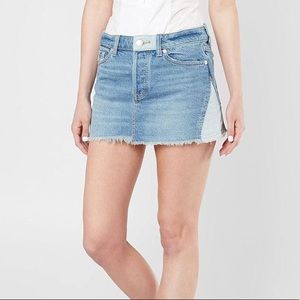 Free People patched denim skirt